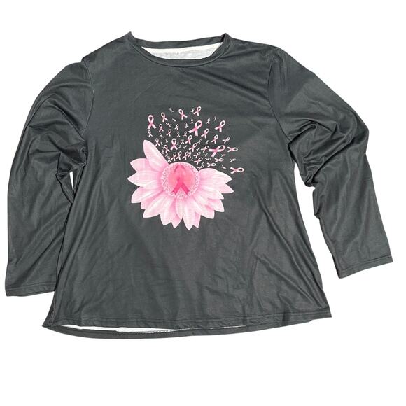 None and/or Unknown Tops - Pink ribbon awareness long sleeve quick-dry top – 3XL